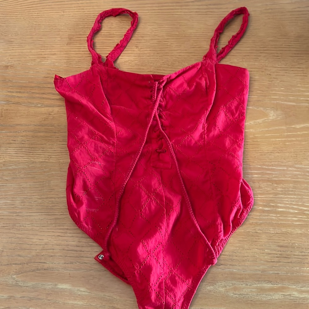 Free People Red Body Suit